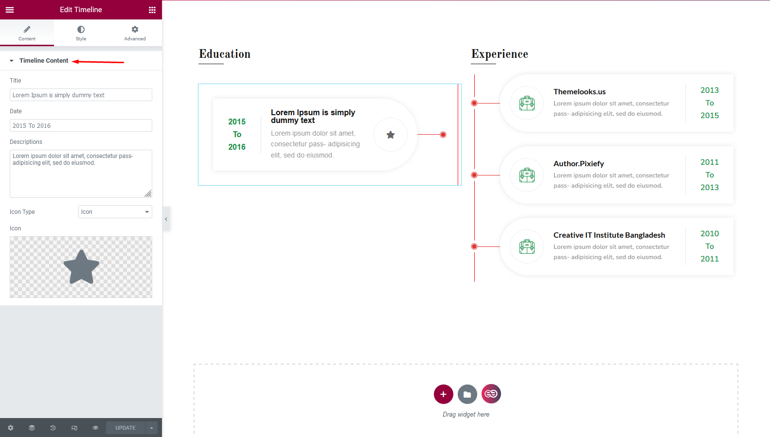 How To Use Timeline Widget Of EnterAddons - Enter Addons