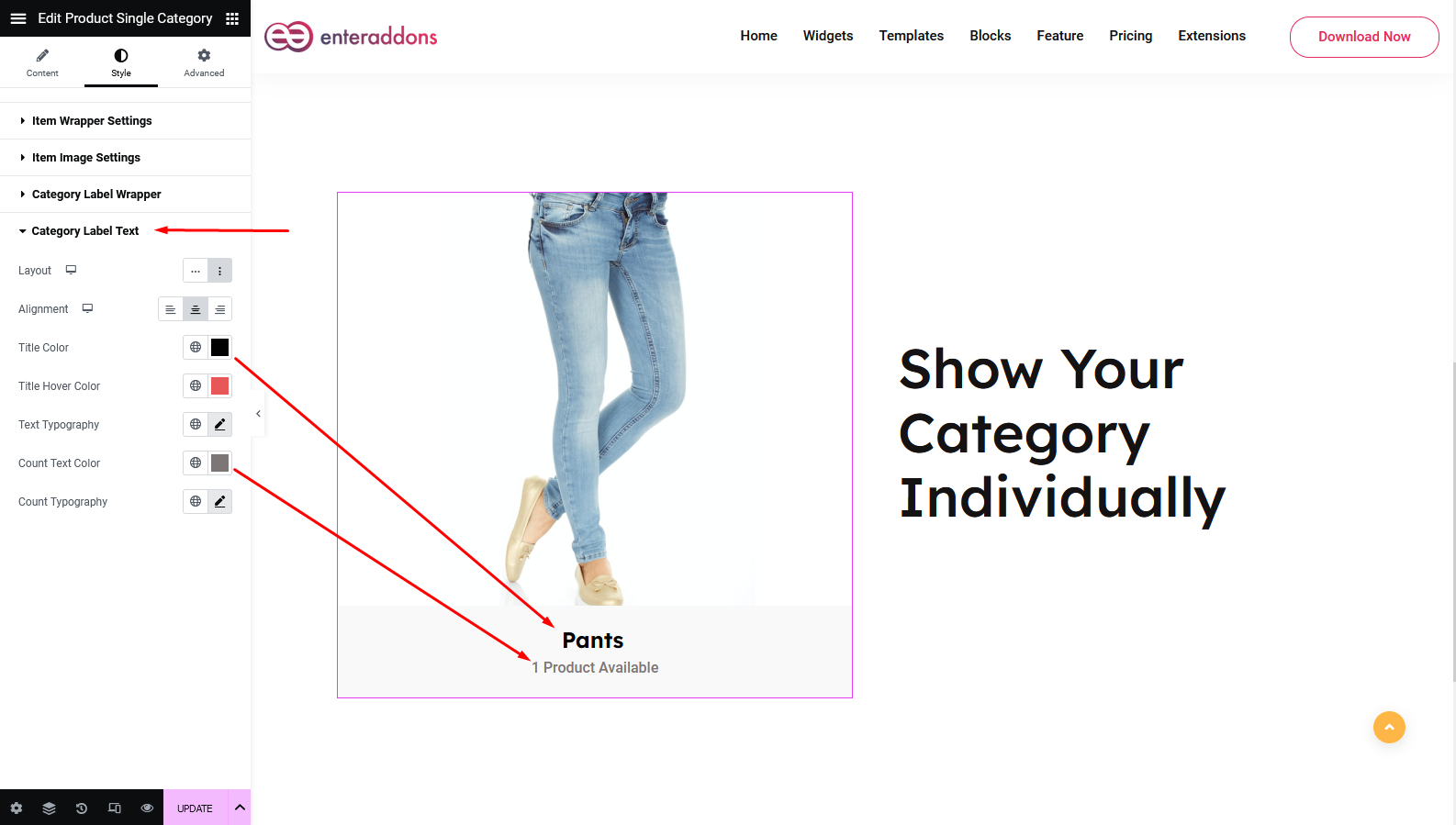 How To Use Product Single Category Widget Of EnterAddons - Enter Addons