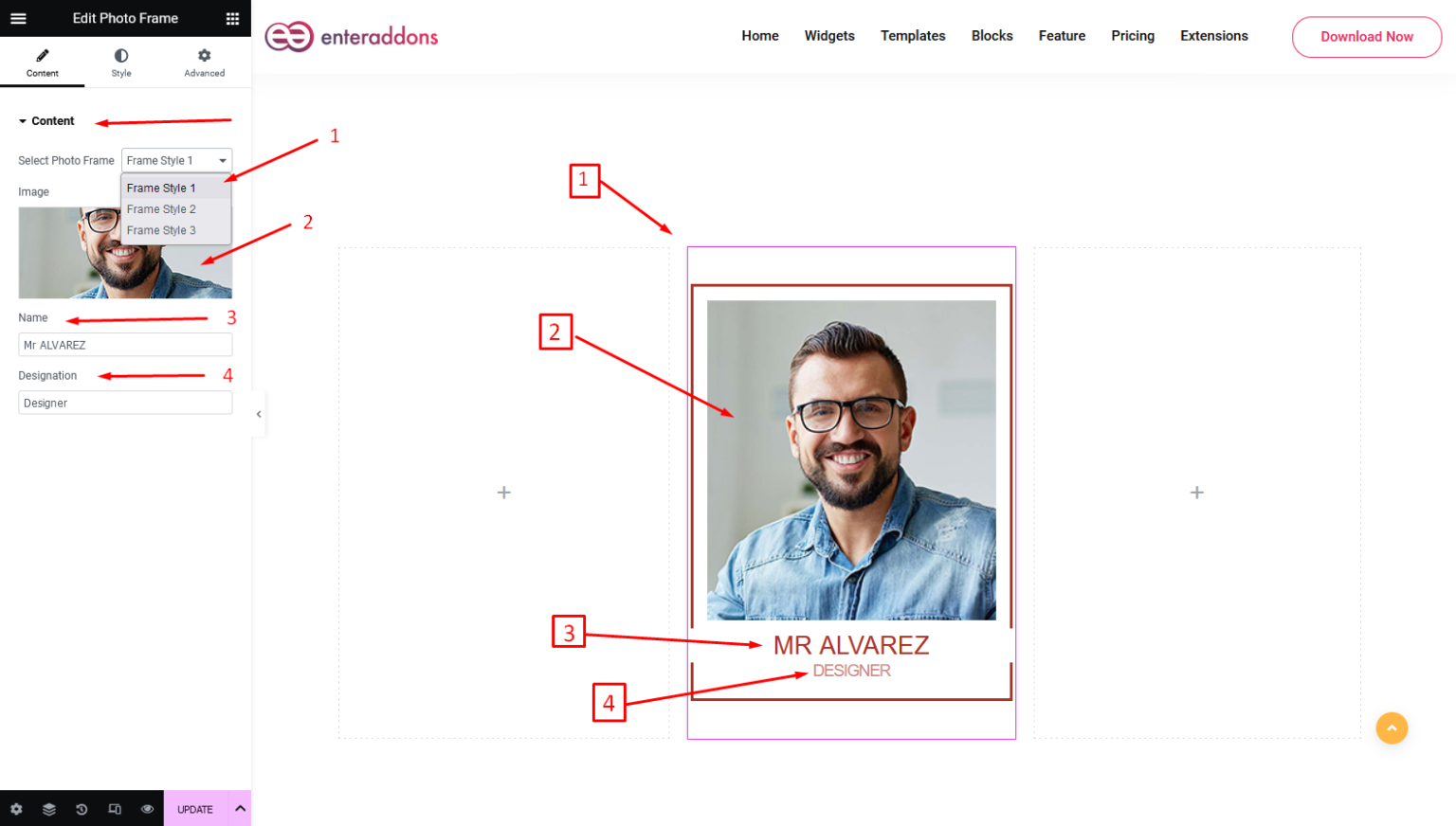 How To Use Photo Frame Widget Of Enter Addons Enter Addons