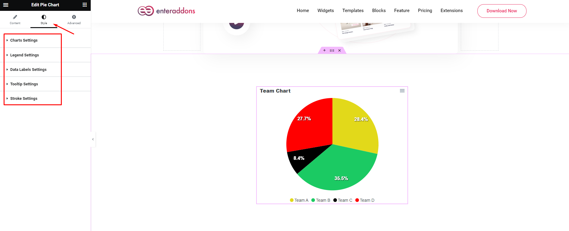 How To Use Pie Chart Widget Of EnterAddons?