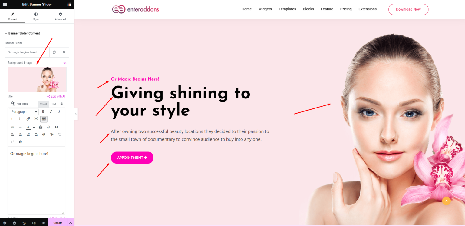 How To Use Banner Slider Widget Of Enter Addons - Enter Addons