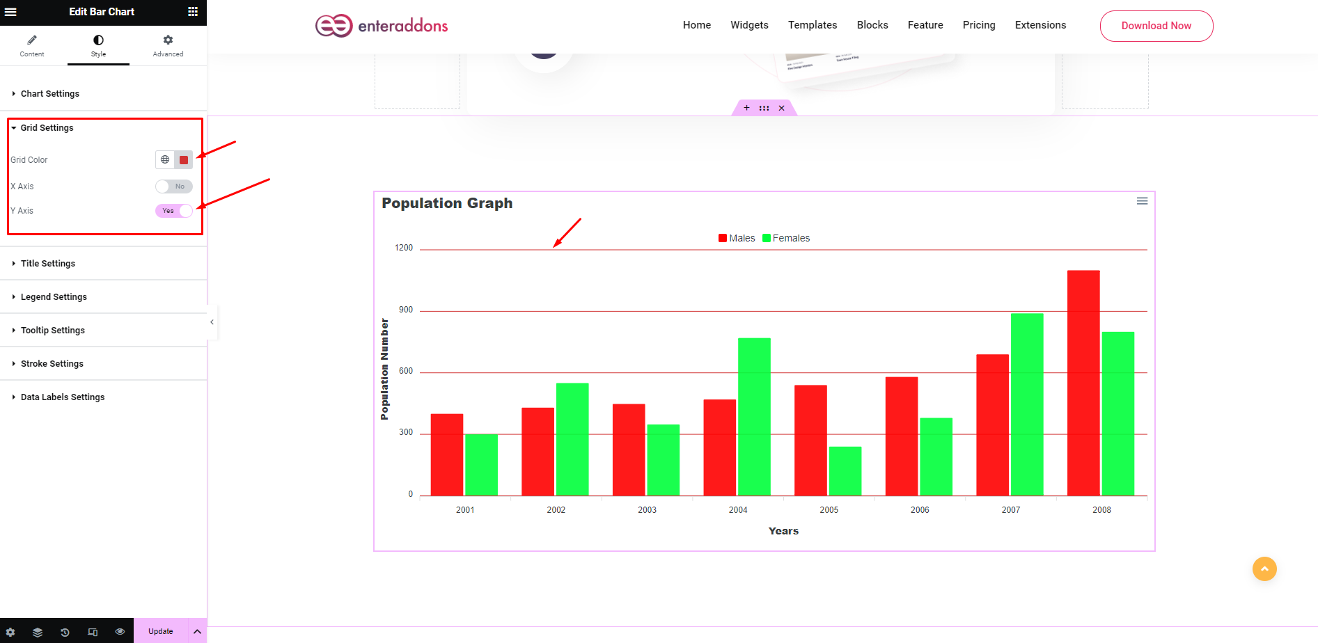 How To Use Bar Chart Widget Of Enter Addons?