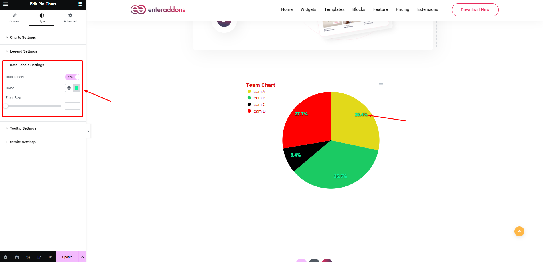How To Use Pie Chart Widget Of EnterAddons?
