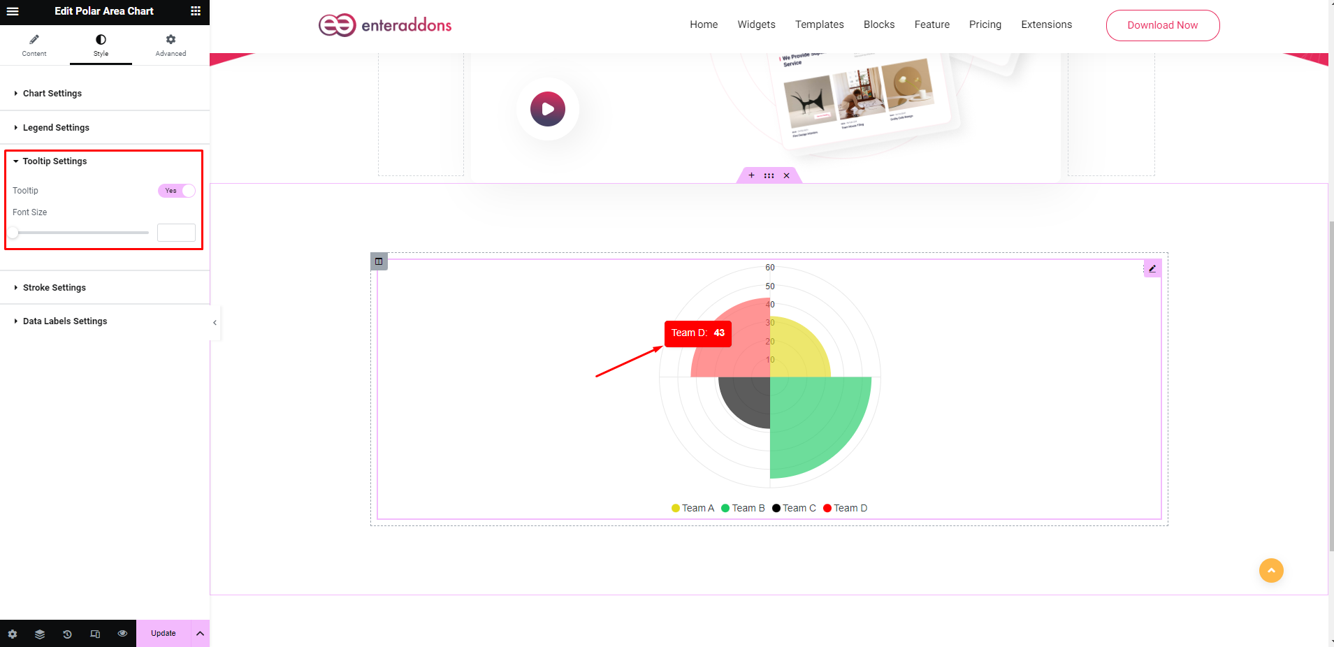 How To Use Polar Area Chart Widget Of Enter Addons