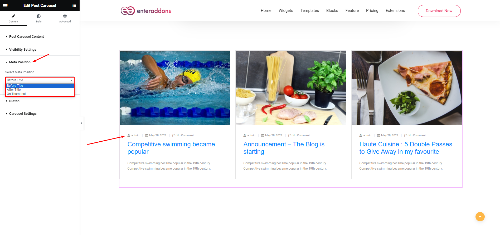 How To Use Post Carousel Widget Of EnterAddons?