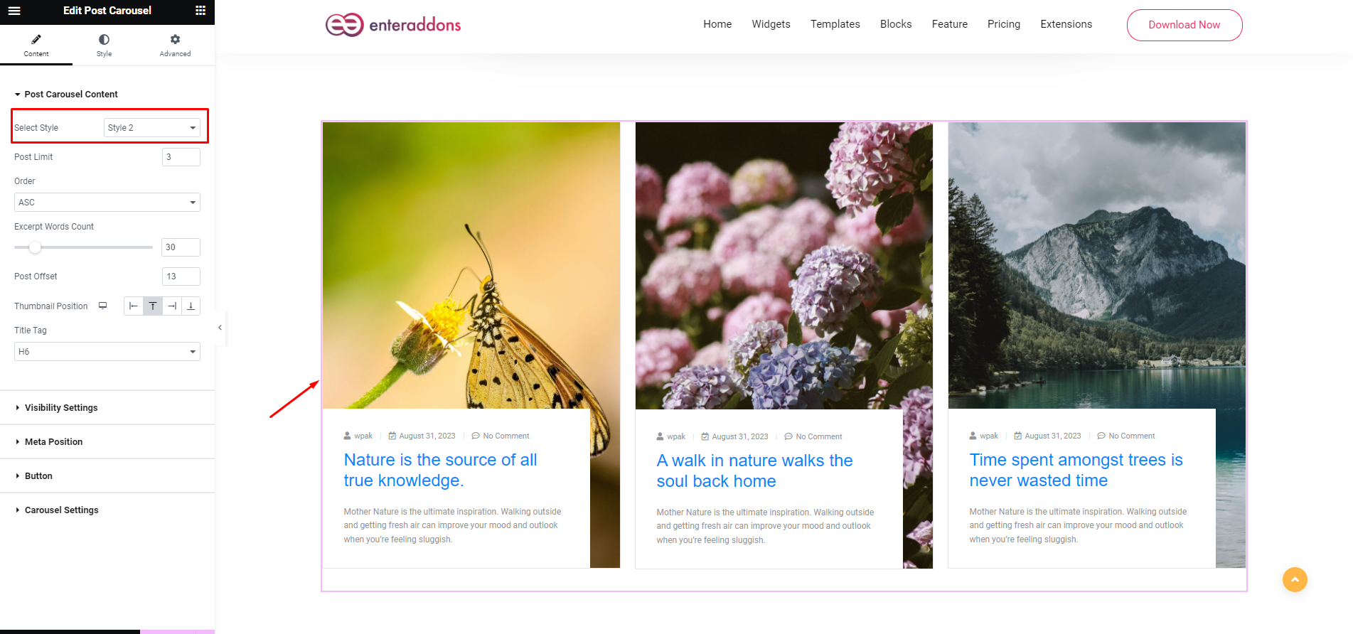 How To Use Post Carousel Widget Of EnterAddons?