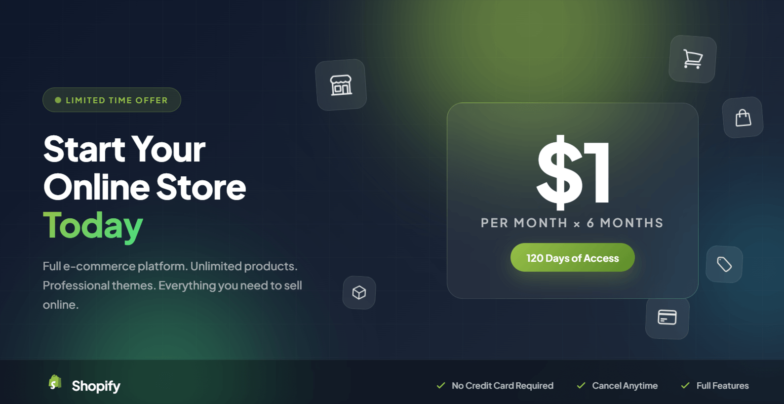 Shopify 6 Months Trial for $1 Month