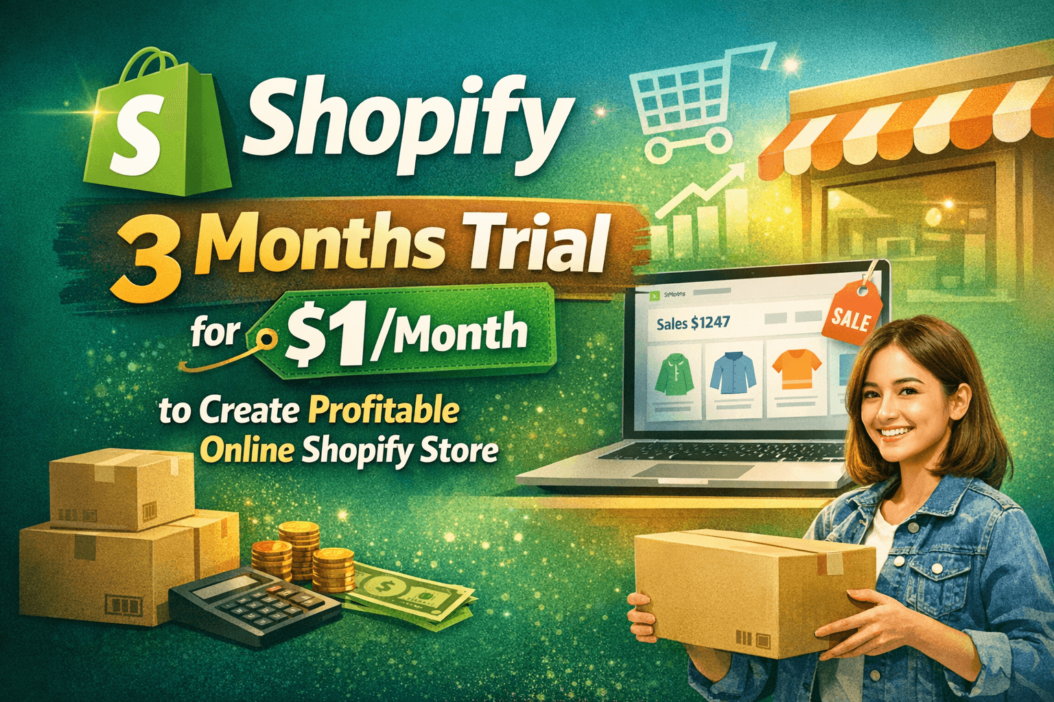 Shopify $1 month trial for 3 month